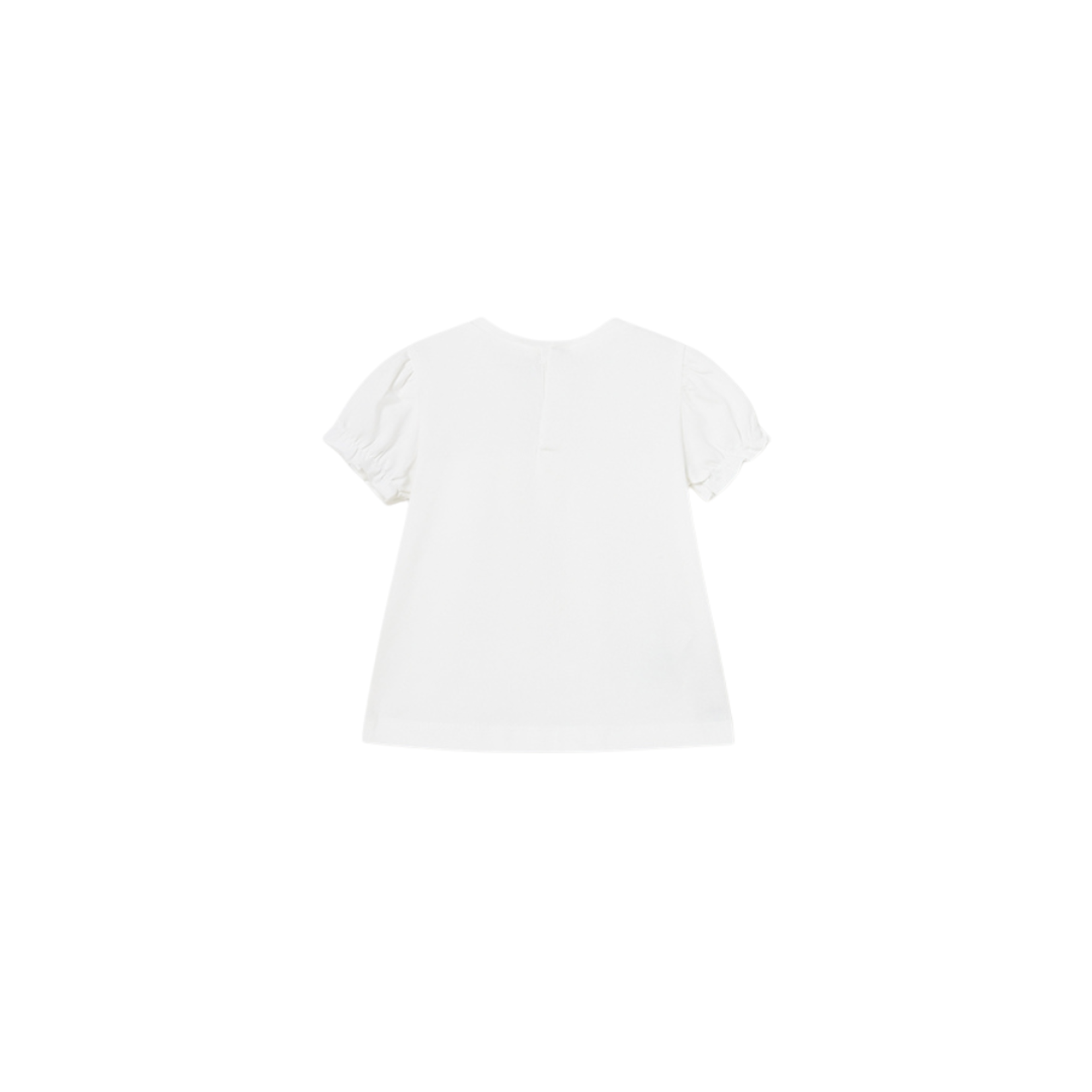 Eyelet Embroidred Bubble Sleeve T-Shirt || White