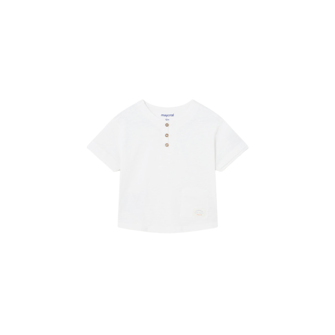 Combined Linen Short Sleeve Shirt || White