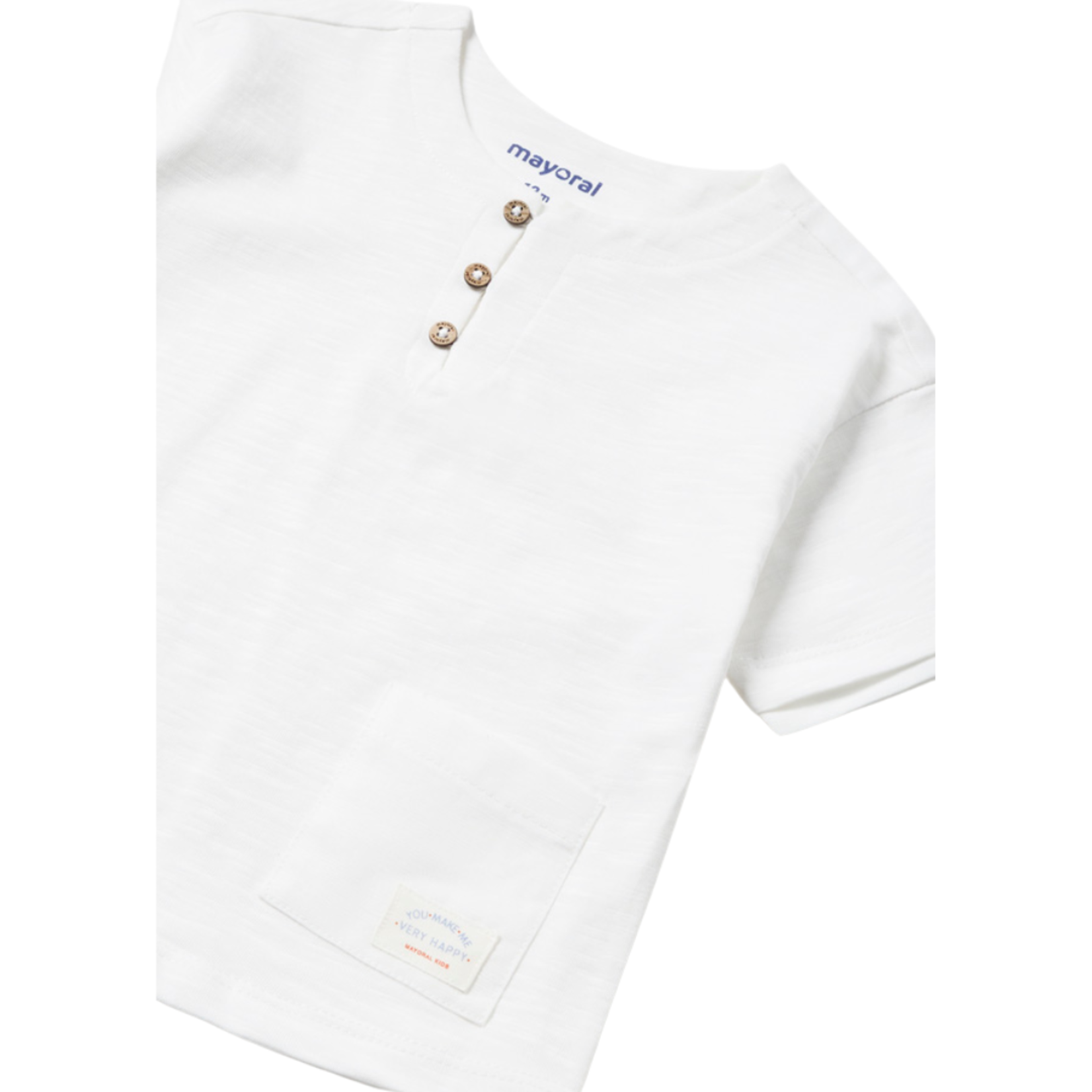 Combined Linen Short Sleeve Shirt || White