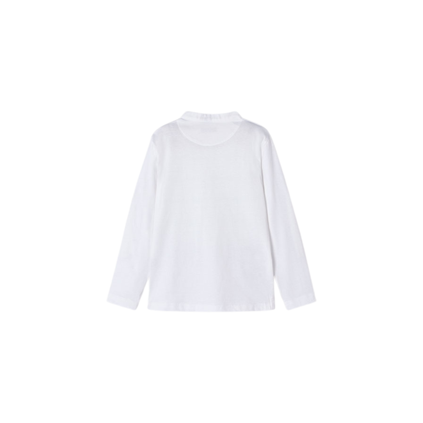Collarless Roll Sleeve L/S Shirt || White