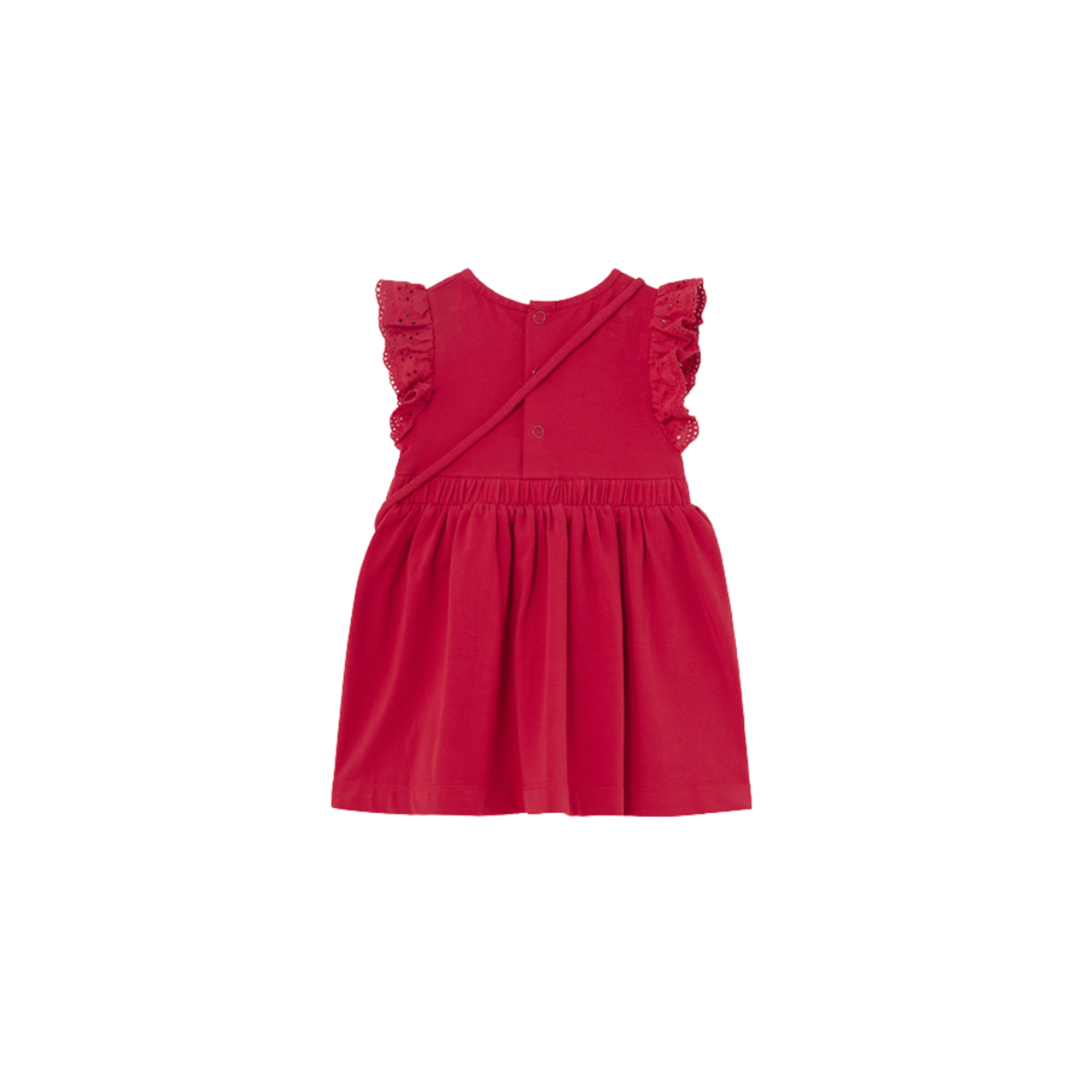Flutter Eyelet Sleeveless Dress w Purse || Red