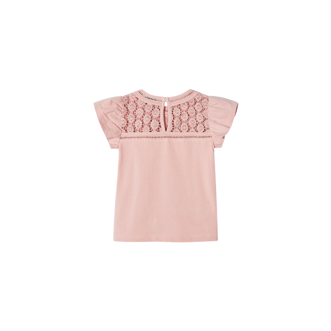 Ladder Trim Flutter Sleeve Tee || Blush