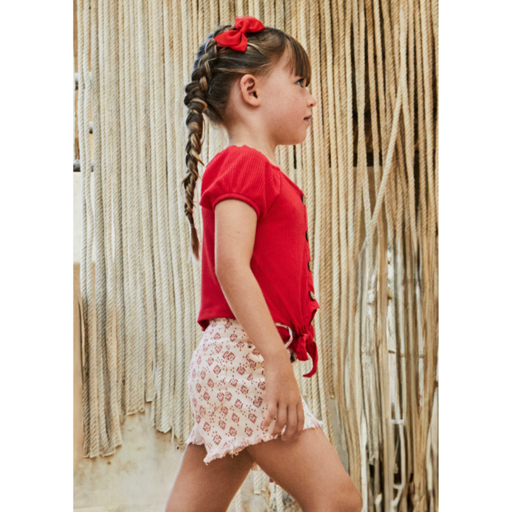 Fringe Short with Belt || Red Ikat