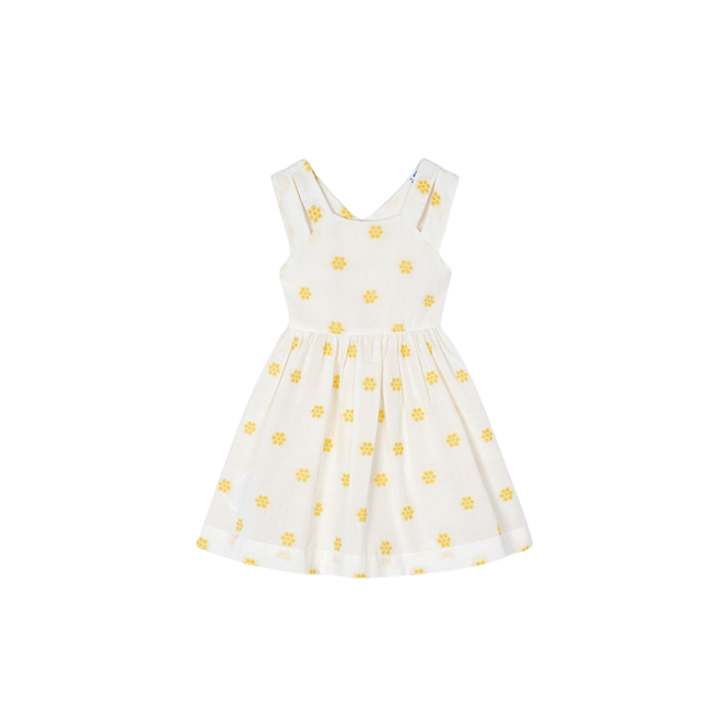 Jacquard Flower Dress || Cream + Yellow