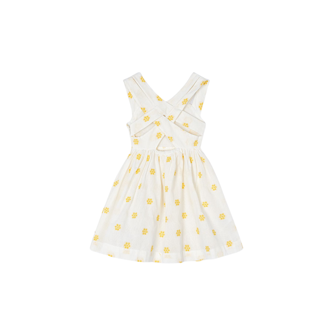 Jacquard Flower Dress || Cream + Yellow