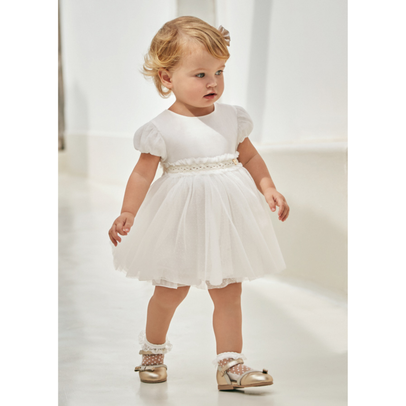 Pleated Tulle Dress || Natural