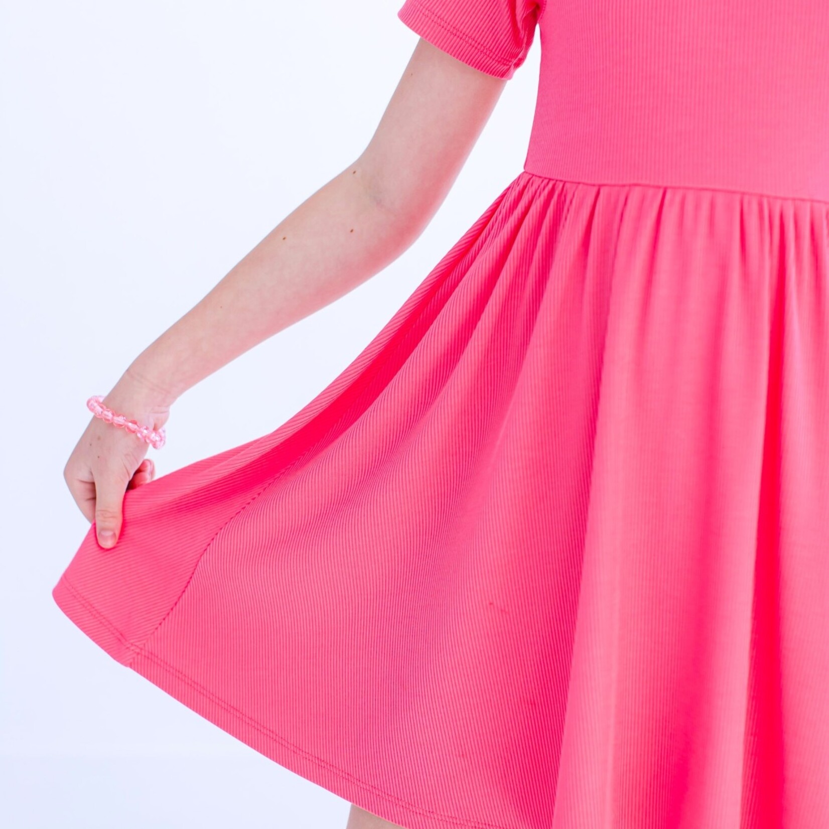 Birdie Bean Ribbed Birdie Dress - Strawberry