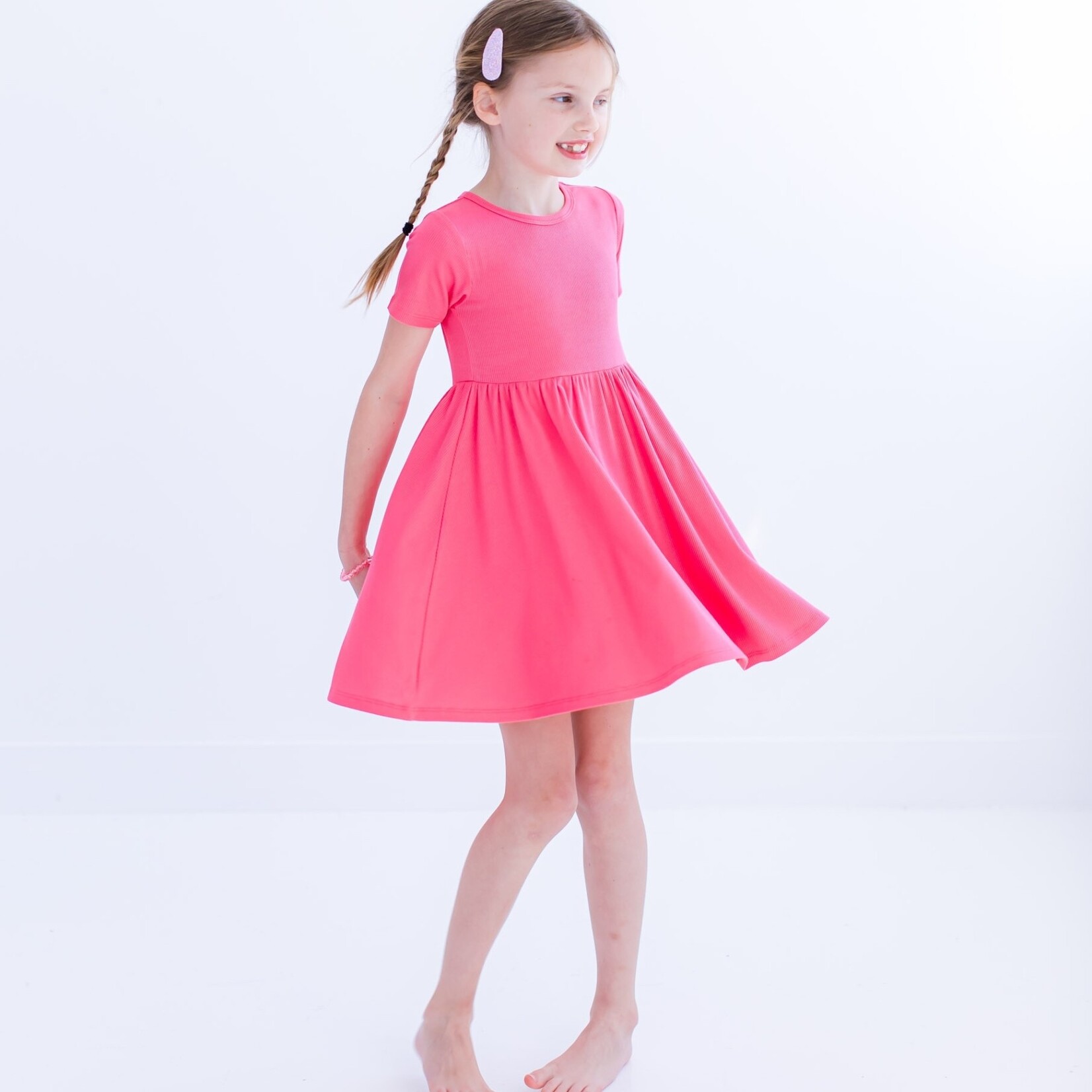 Birdie Bean Ribbed Birdie Dress - Strawberry