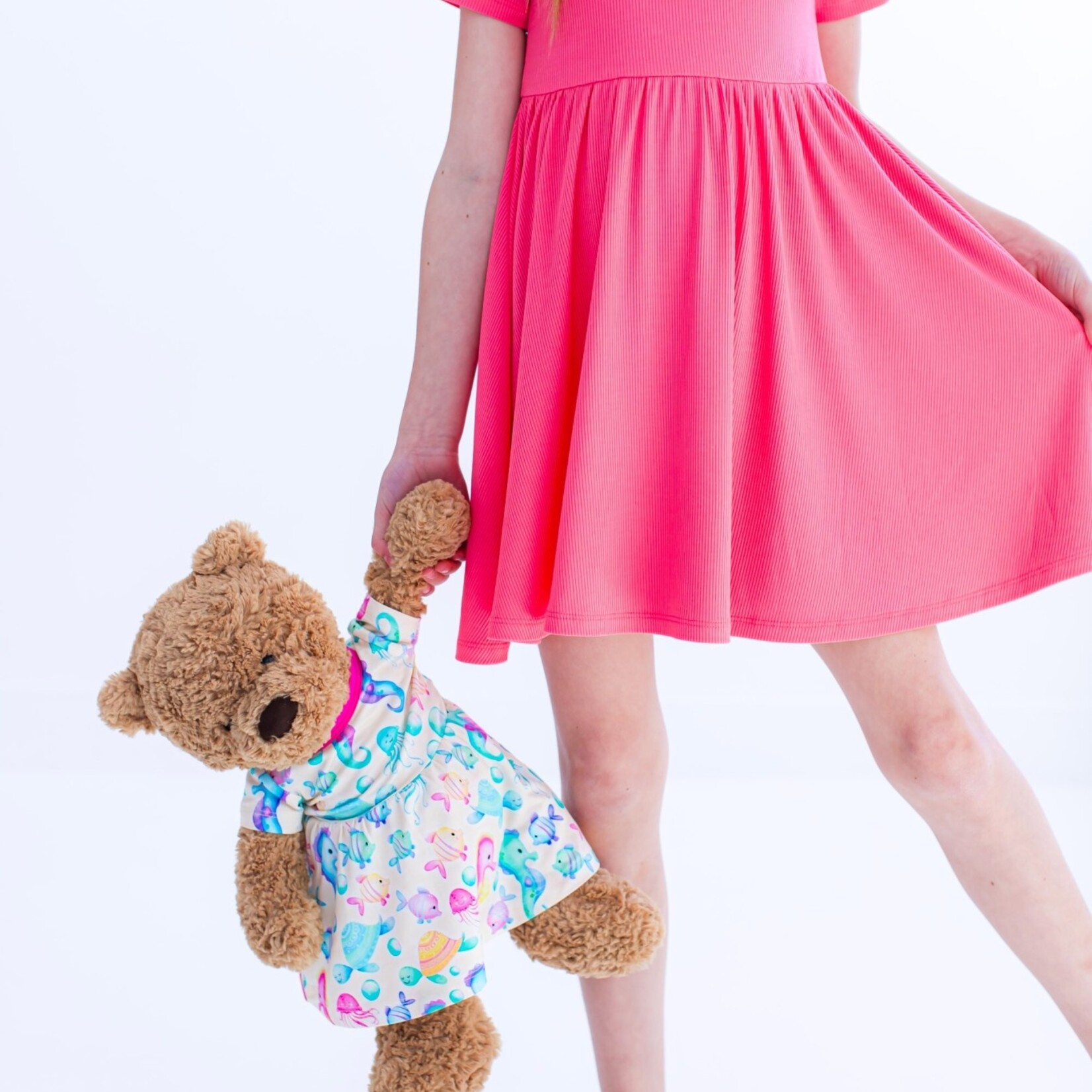 Birdie Bean Ribbed Birdie Dress - Strawberry