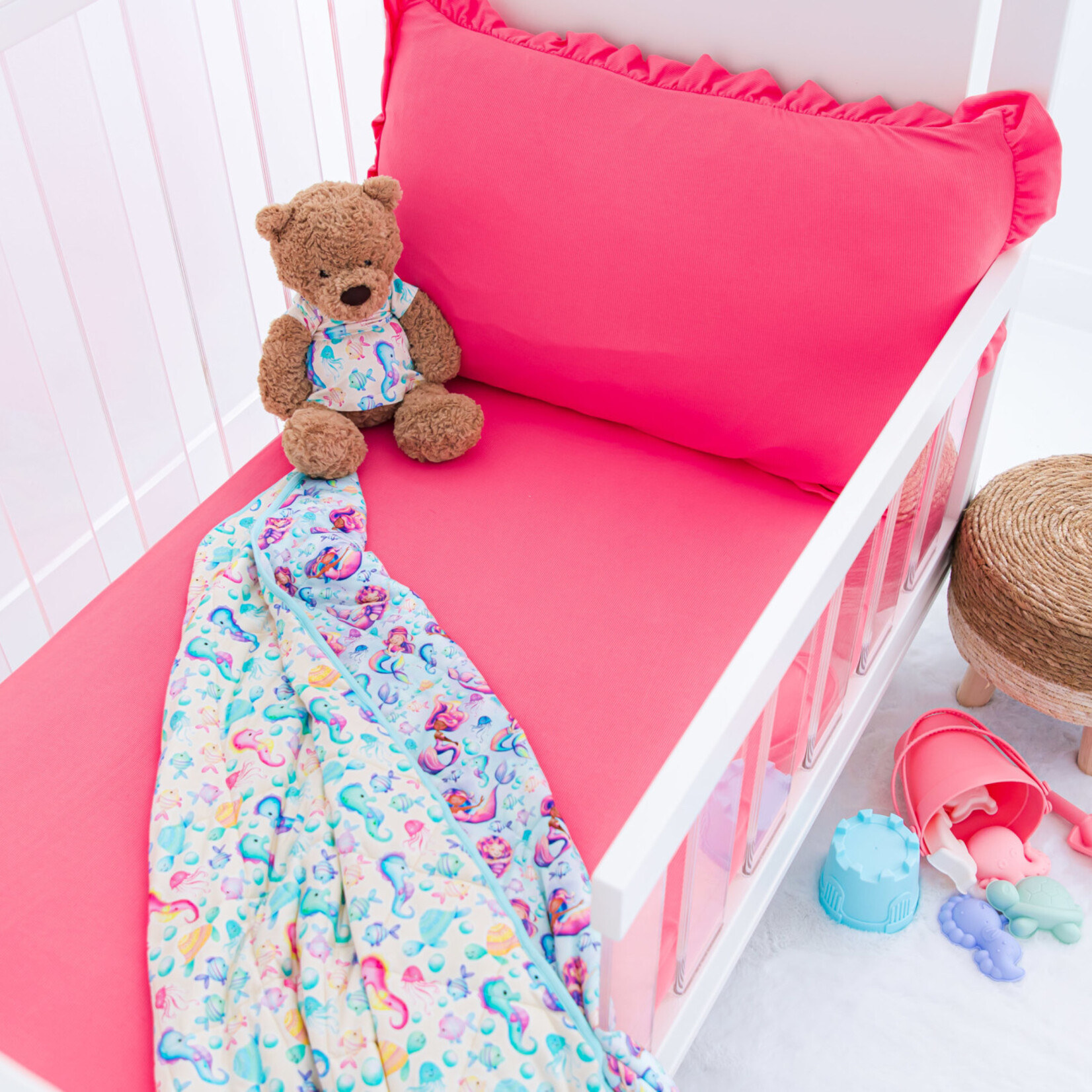 Birdie Bean Ribbed Pillowcase Set - Strawberry