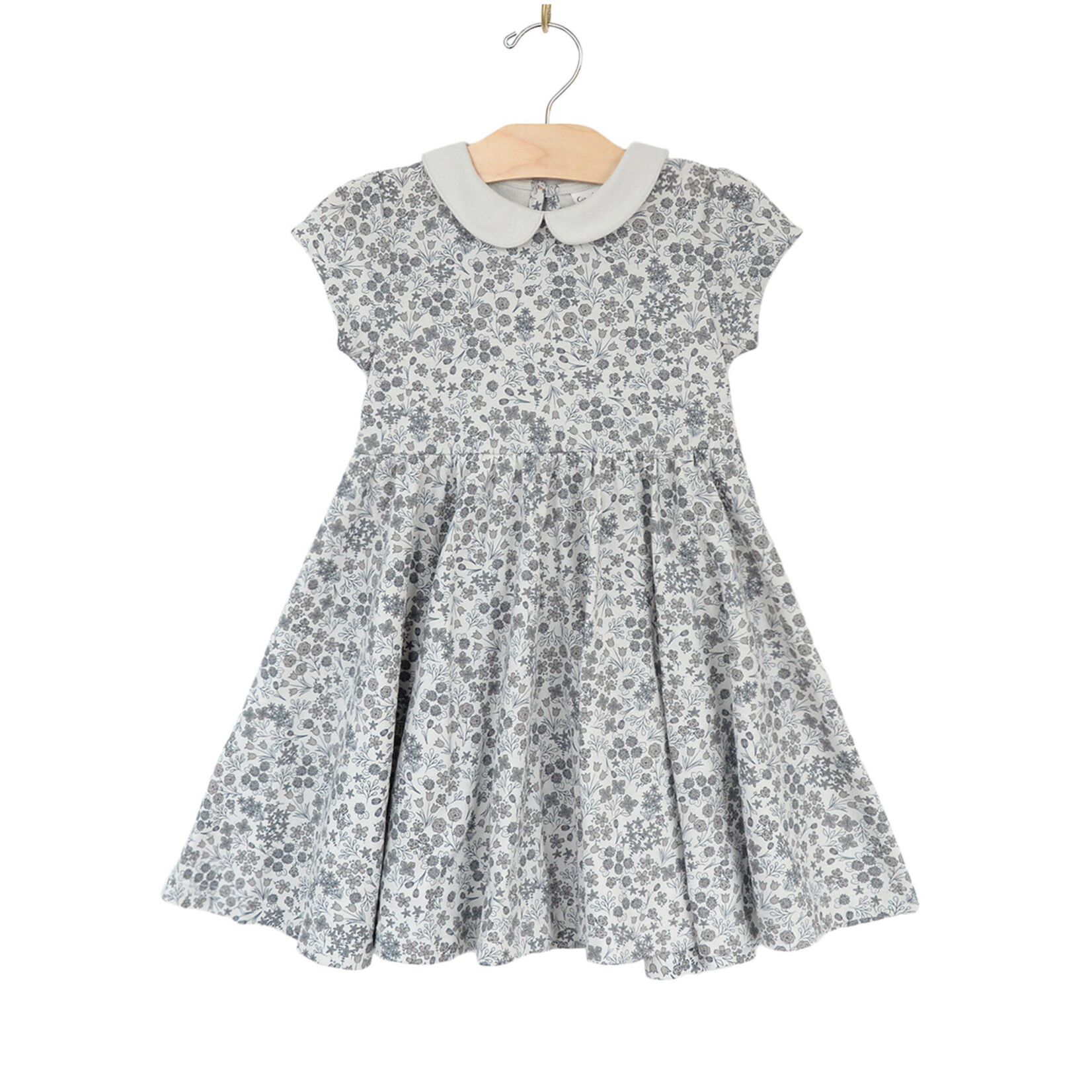 City Mouse Collar Twirl Dress - Combed Jersey - Calico Floral - Robins Egg