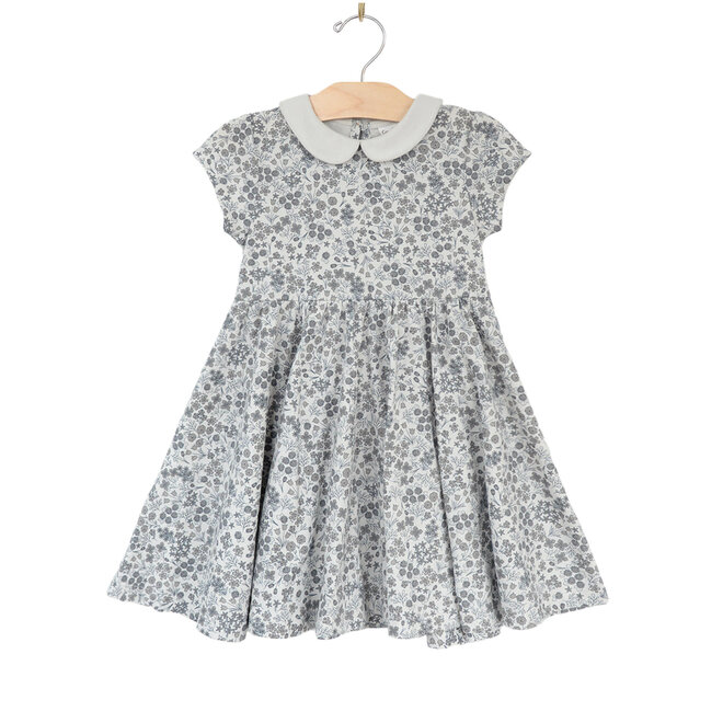 Collar Twirl Dress - Combed Jersey - Calico Floral - Robins Egg