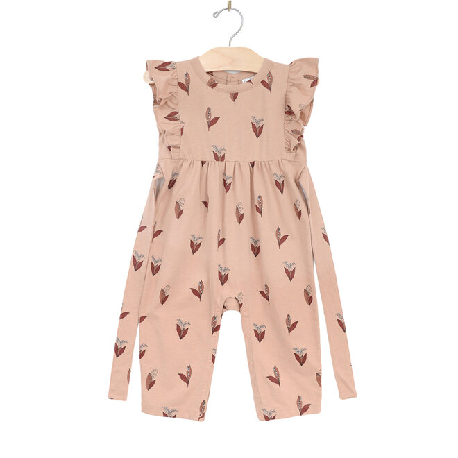 Flutter Long Romper - Combed Jersey - Lily of the Valley - Peach