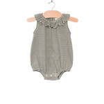 City Mouse Frill Collar Romper - Combed Jersey - Stripe - Charcoal