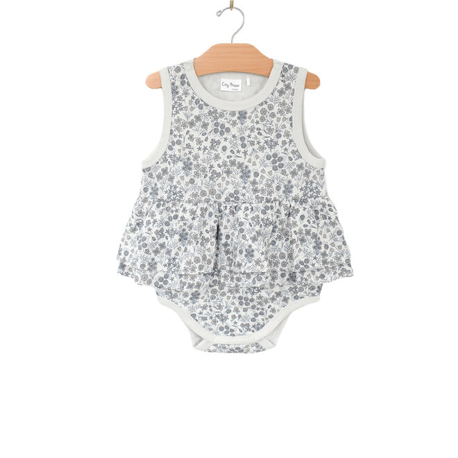 Skirted Tank Bodysuit - Combed Jersey - Calico Floral - Robins Egg