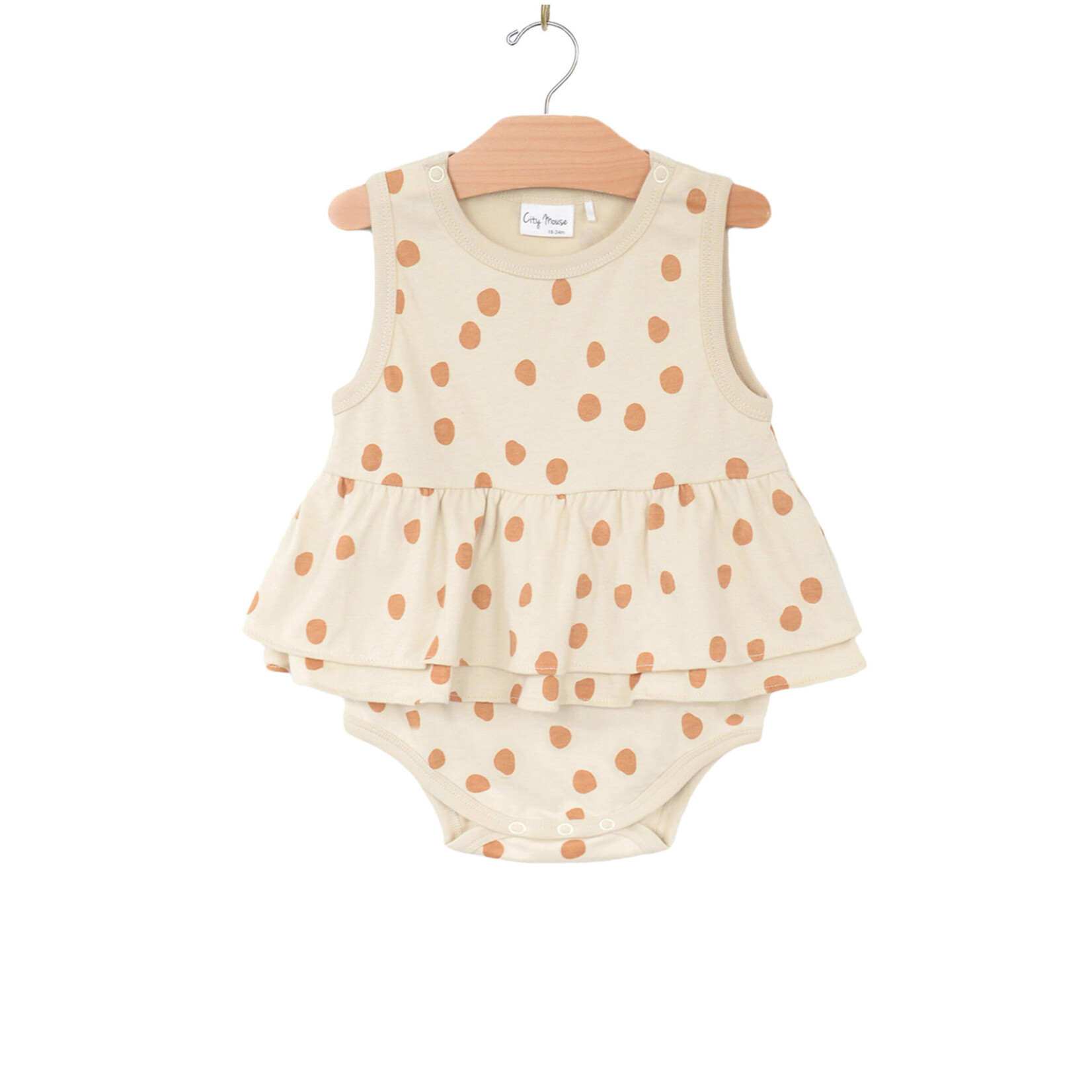 City Mouse Skirted Tank Bodysuit - Combed Jersey - Dots - Saffron