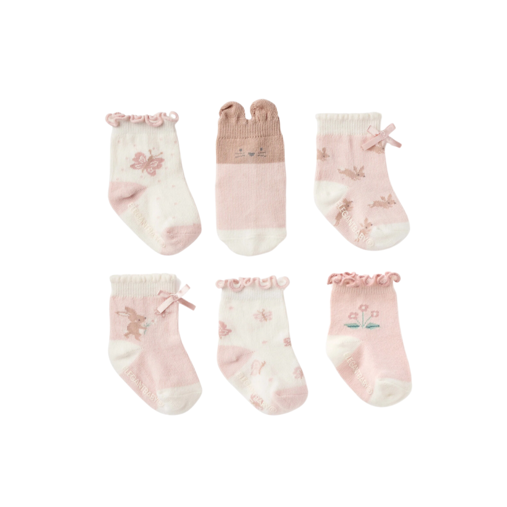 Elegant Baby Garden Picnic Socks - 6 Pack