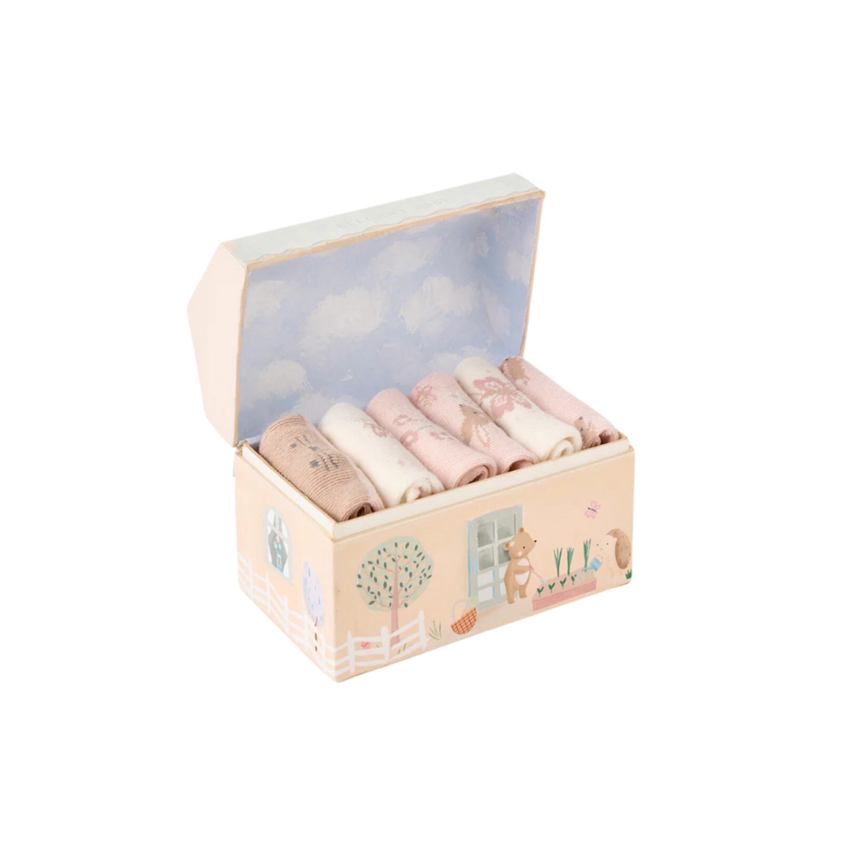 Elegant Baby Garden Picnic Socks - 6 Pack