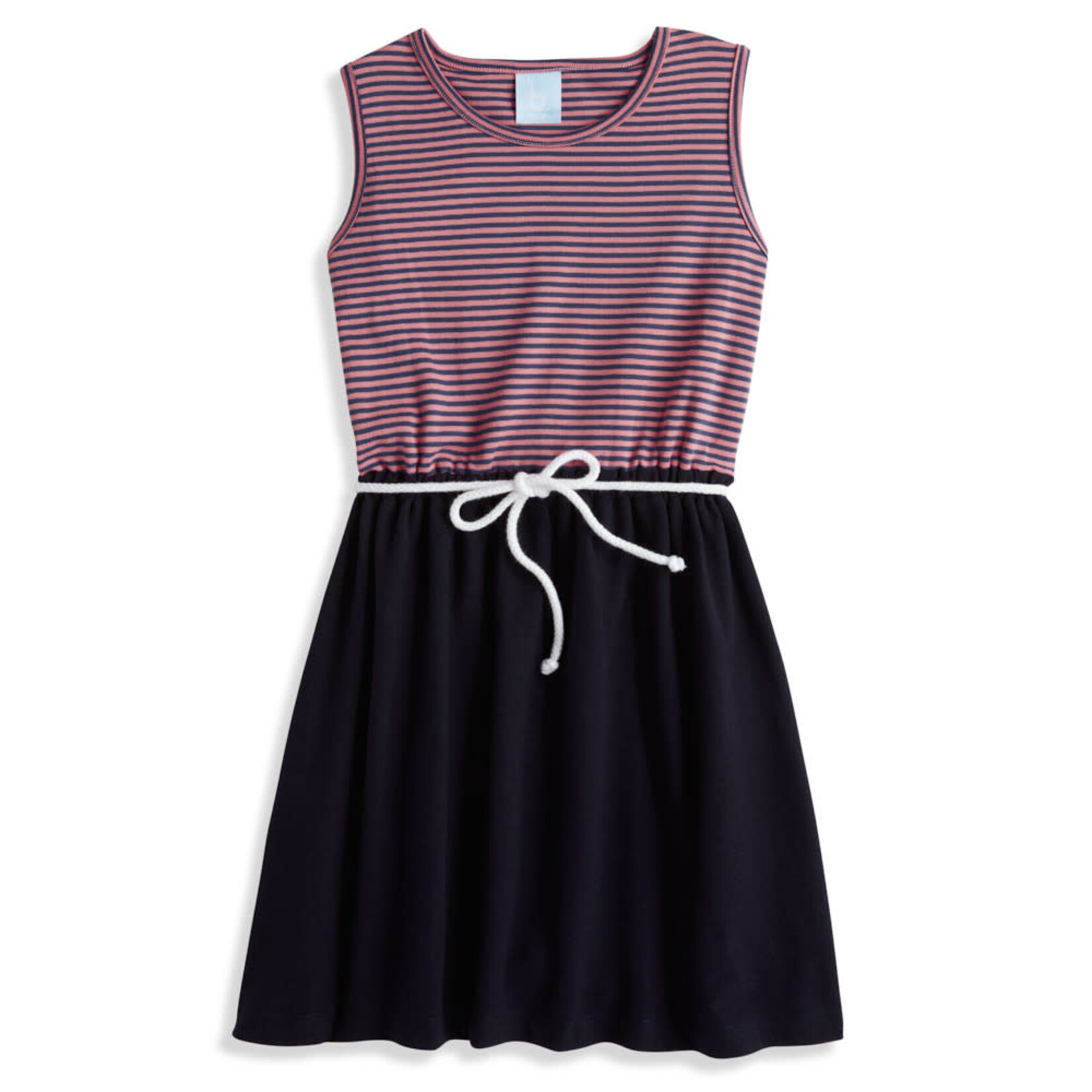 Bella Bliss Pima Bayview Beach Dress - Navy/Pink Thin Stripe
