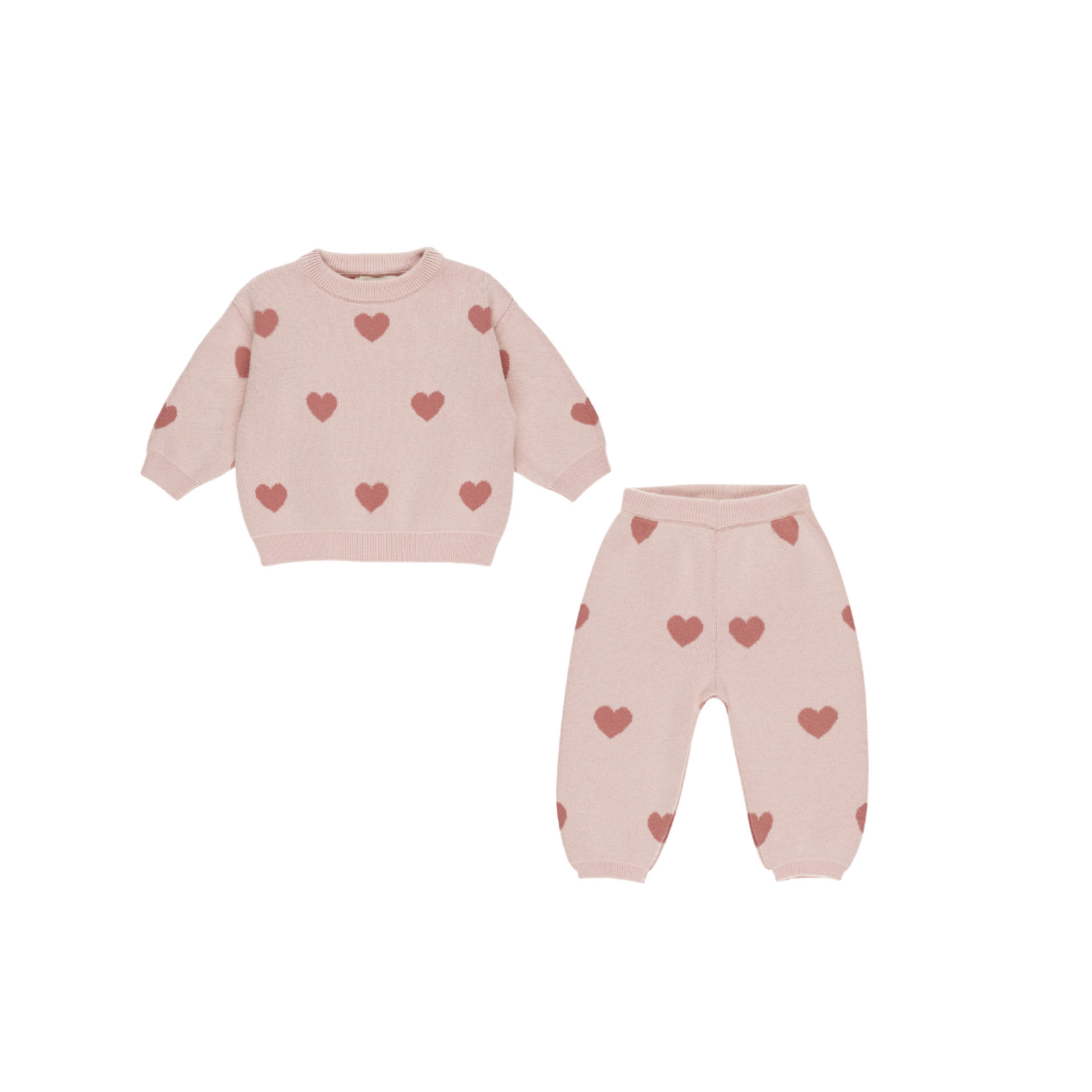 Heart Knit sweater + pant set|| Bubblegum
