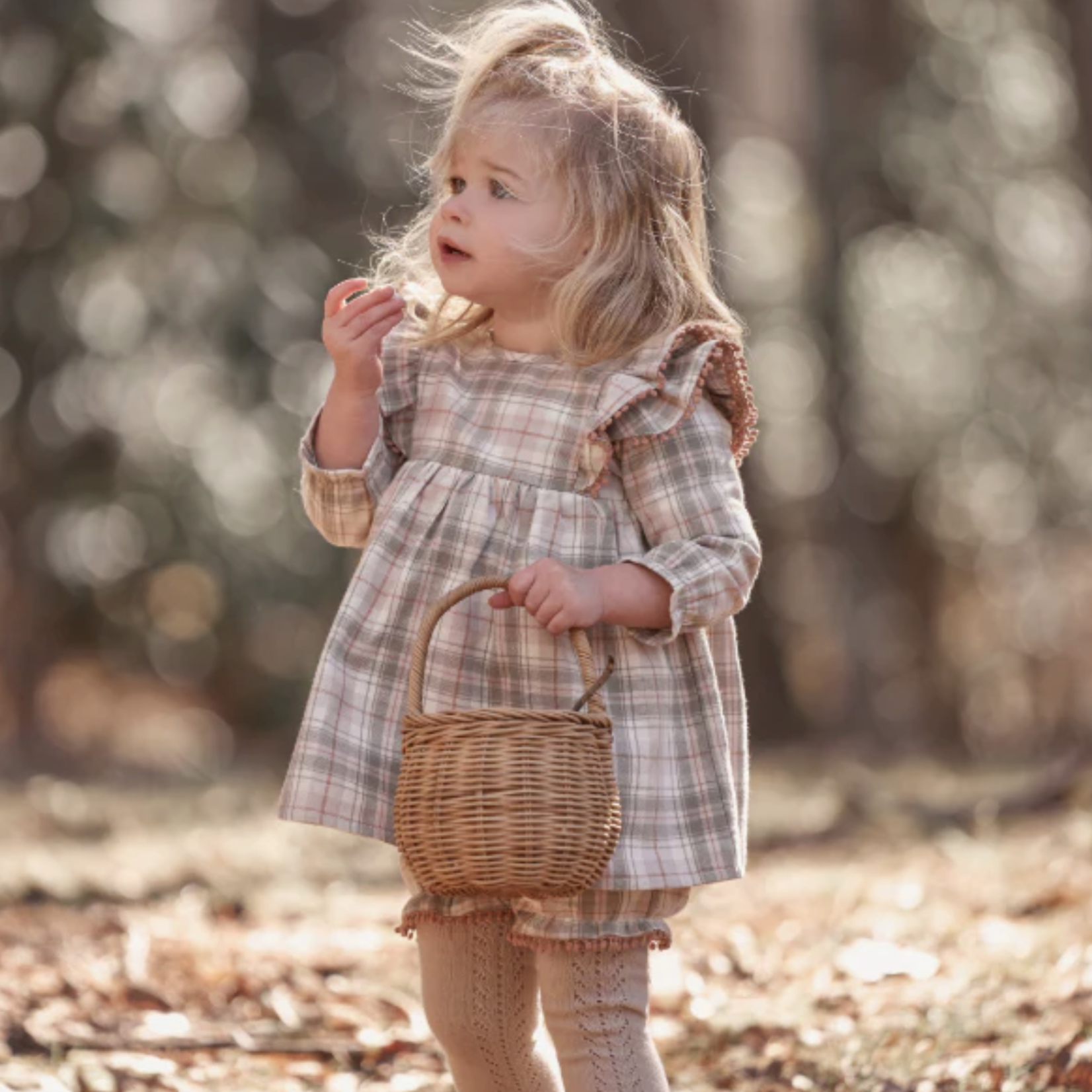 Elegant Baby PLAID RUFFLE SHOULDER DRESS