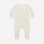 Velour Hidden Snap Footie || Polka Dot