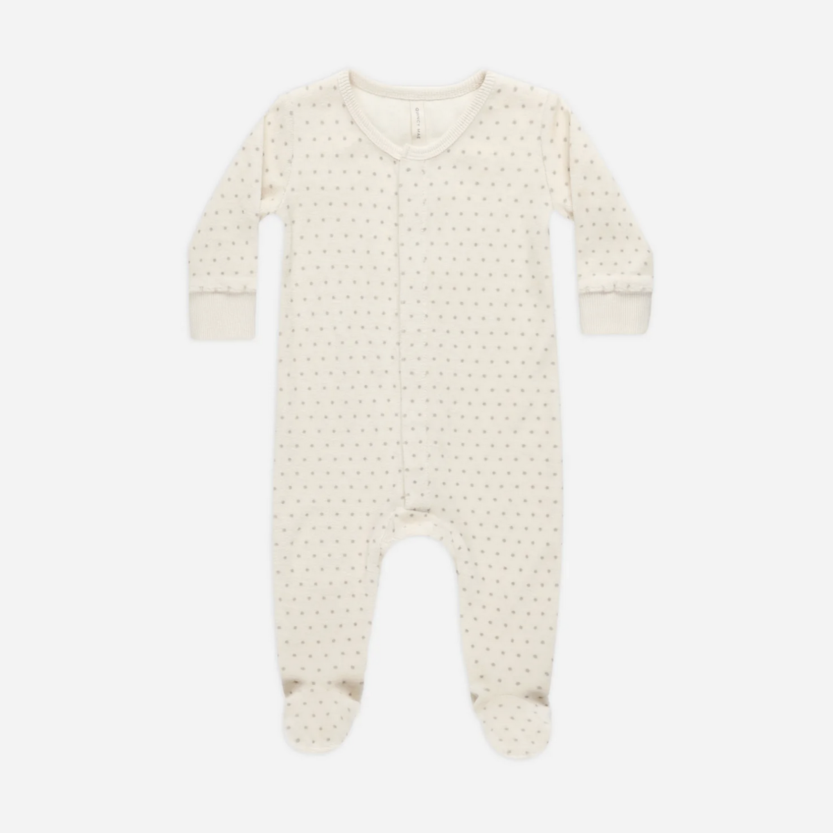 Velour Hidden Snap Footie || Polka Dot
