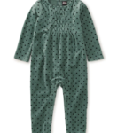 Smocked Baby Romper ||Sagebrush  Dot