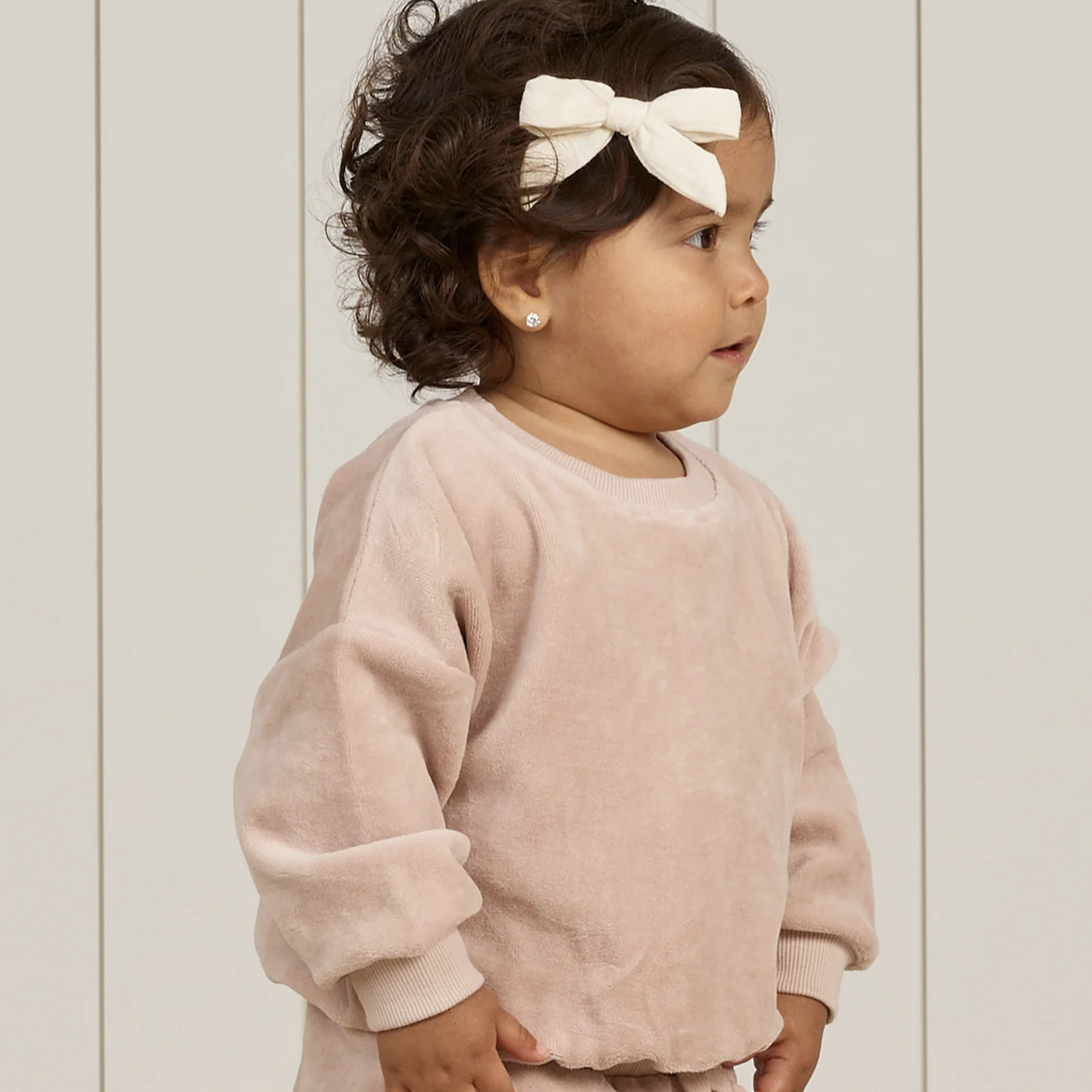 Velour Relaxed Sweatshirt +Pant Set || Blush