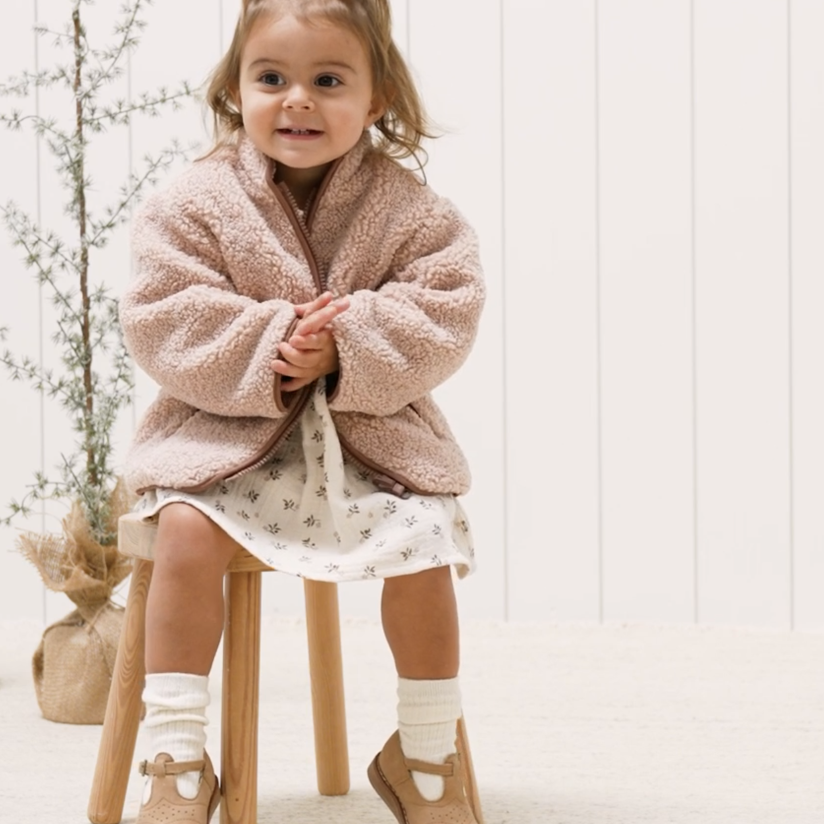 Shearling Zip Jacket || Blush