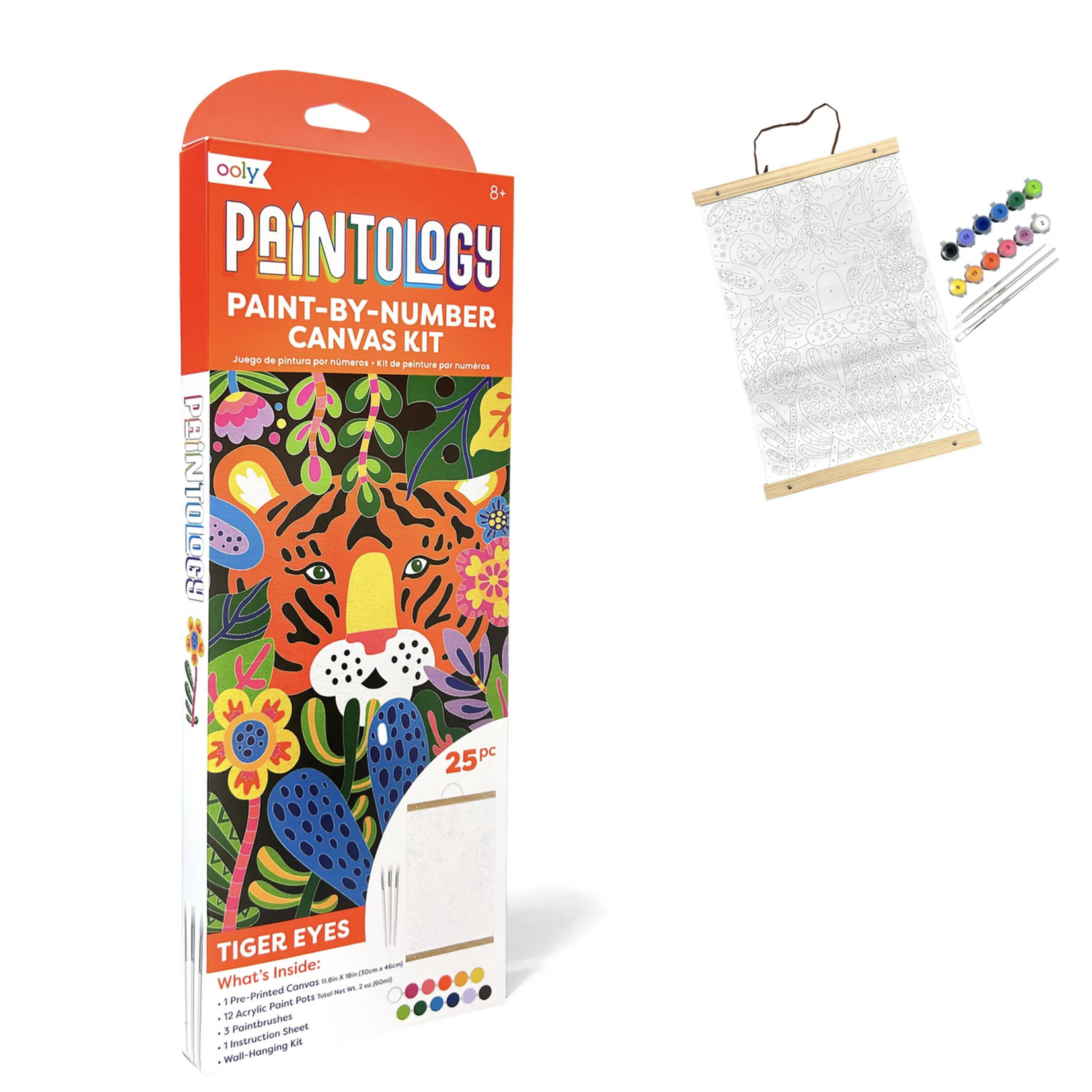 Paintology Paint By Number Canvas Kit- Tiger Eyes 25 Pc Set