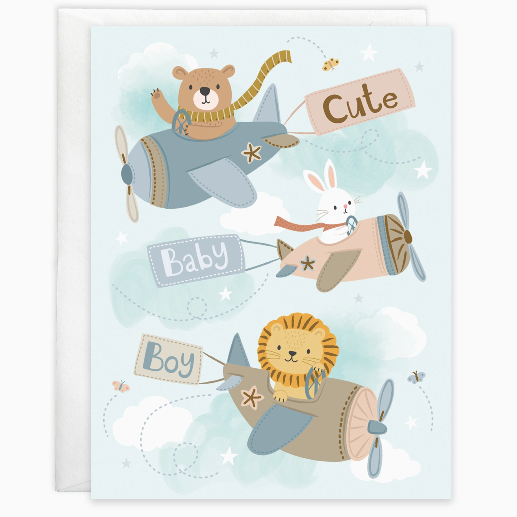 Gina B Designs Baby Card - Cute Baby Boy Airplanes