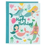 Gina B Designs Birthday Greeting Card - Mermaids and Balloons
