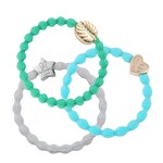 By Eloise Crystal Clear 3 Band Set || Green, Turquoise, Metallic White o/s