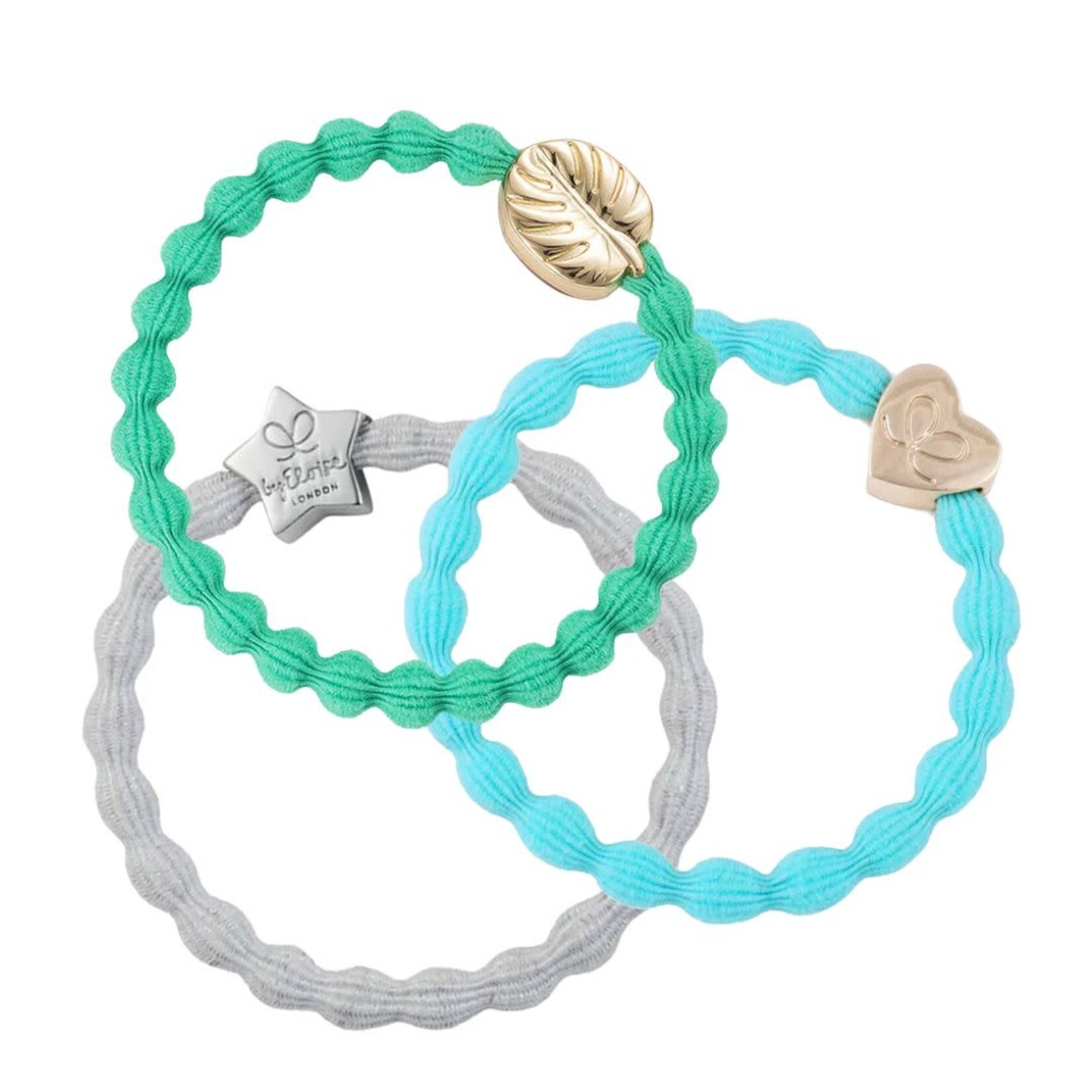 By Eloise Crystal Clear 3 Band Set || Green, Turquoise, Metallic White o/s