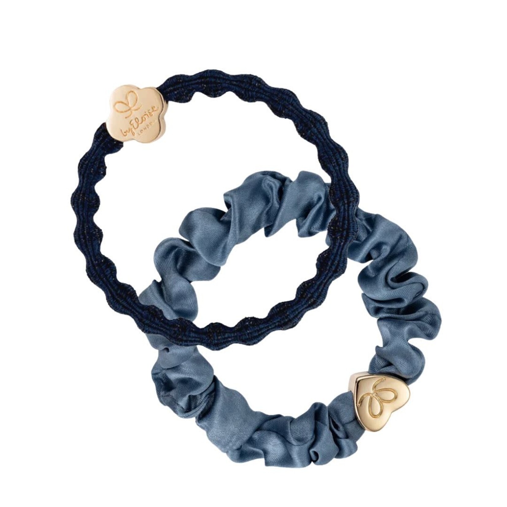By Eloise Blue Hues Silk Scrunchie & Bangle Band Set