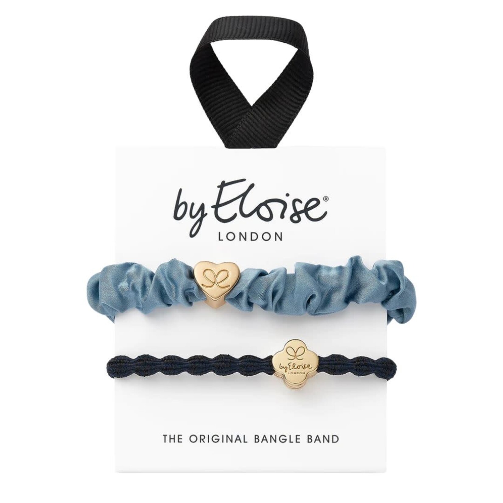 By Eloise Blue Hues Silk Scrunchie & Bangle Band Set