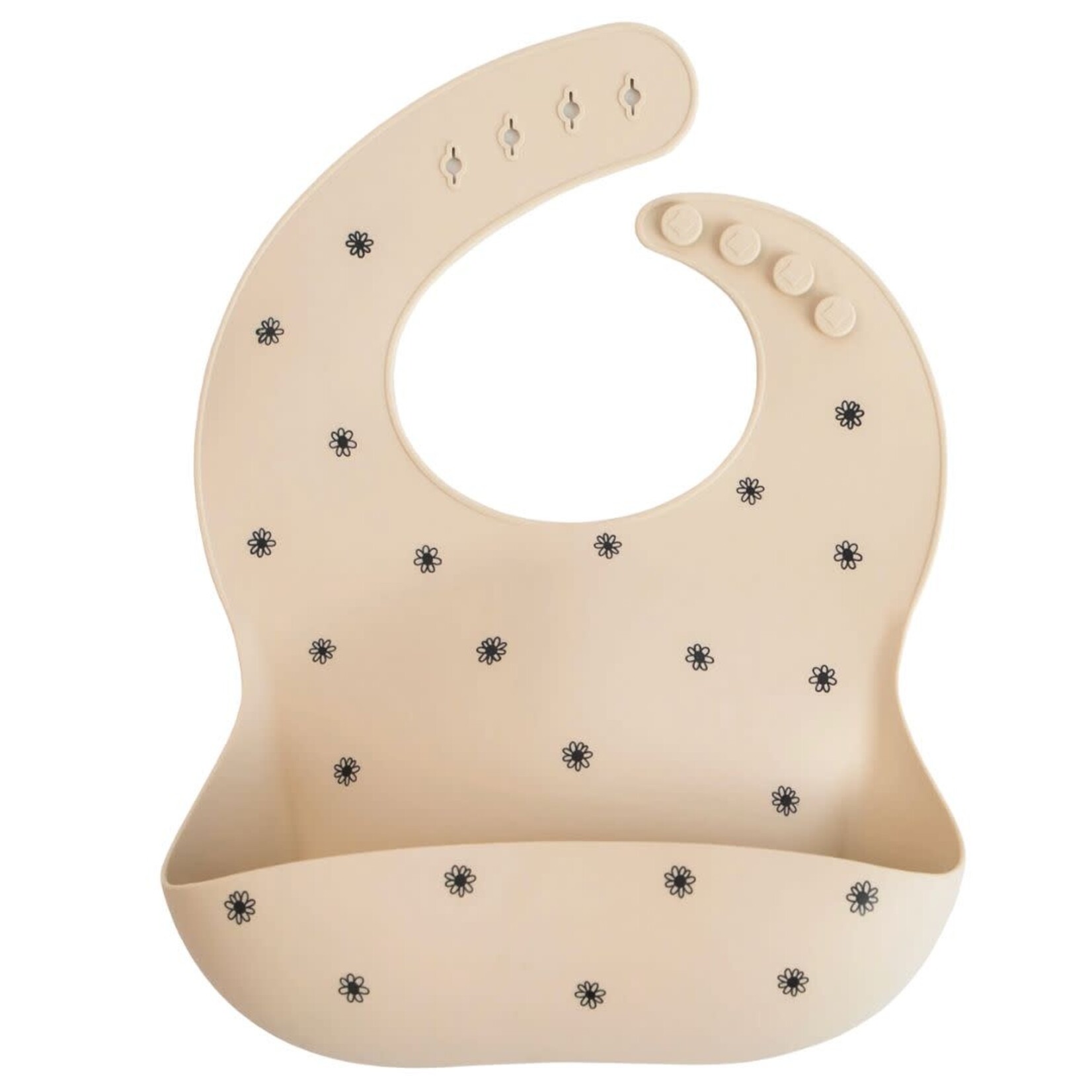 Mushie Silicone Baby Bib || Black Daisy
