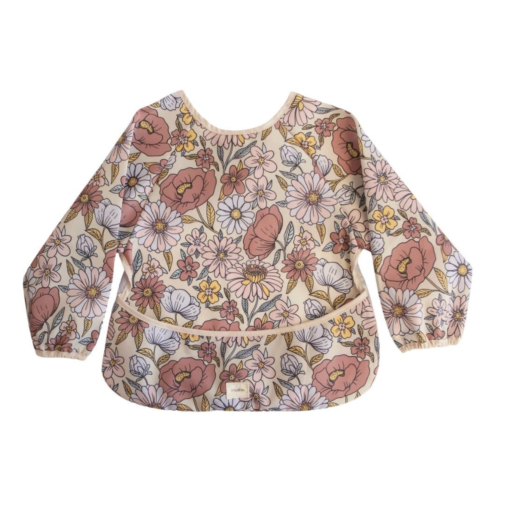 Mushie Long Sleeve Bib || Retro Flowers