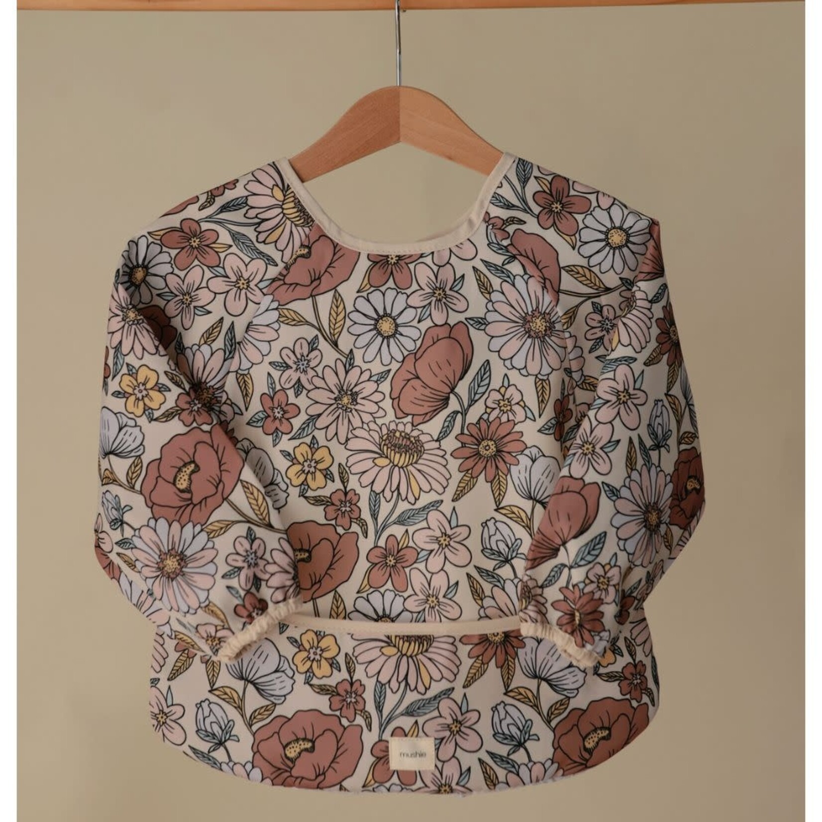 Mushie Long Sleeve Bib || Retro Flowers