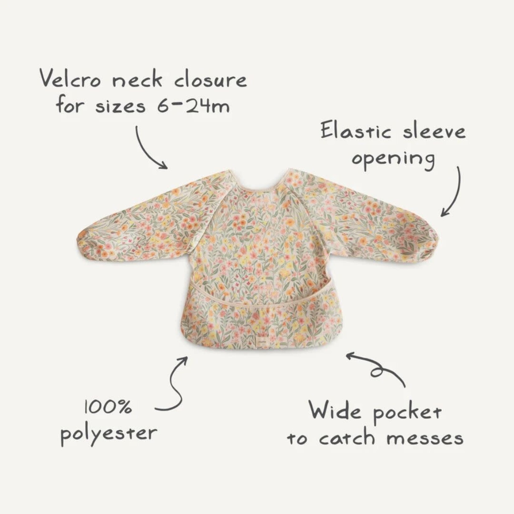 Mushie Long Sleeve Bib || Blue Flowers
