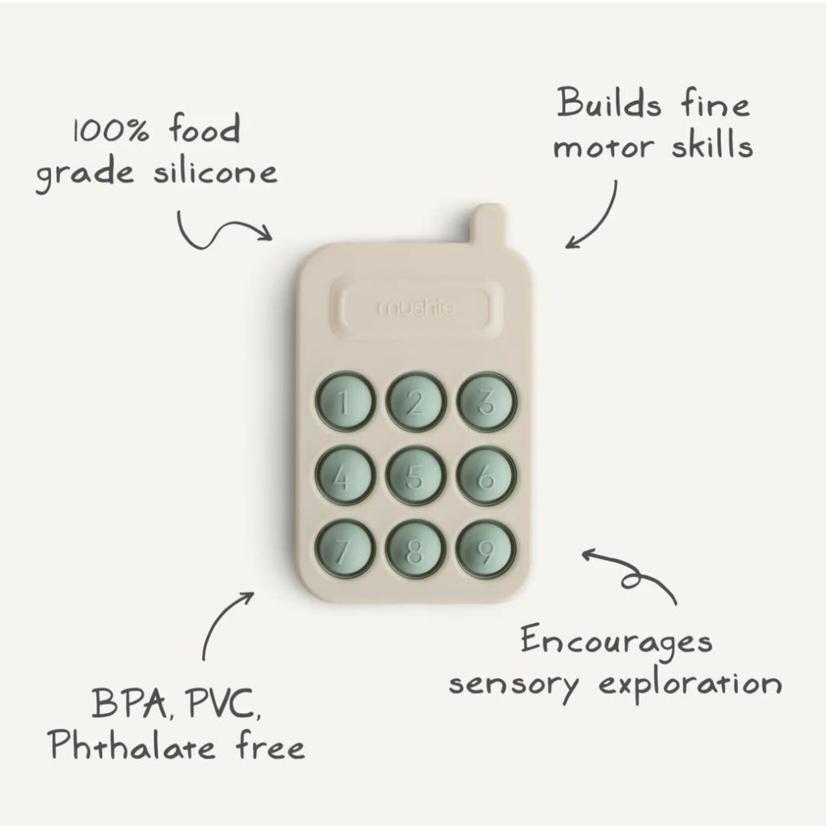 Mushie Phone Press Toy || Cambridge Blue