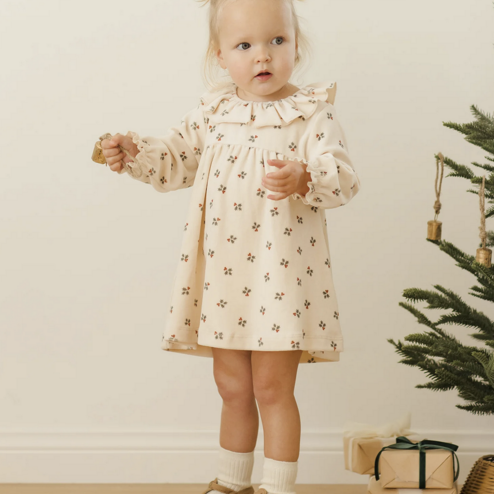 Velour Baby Dress || Holly Berry
