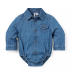 Janie & Jack Blue Chambray Western Button Down Onesie