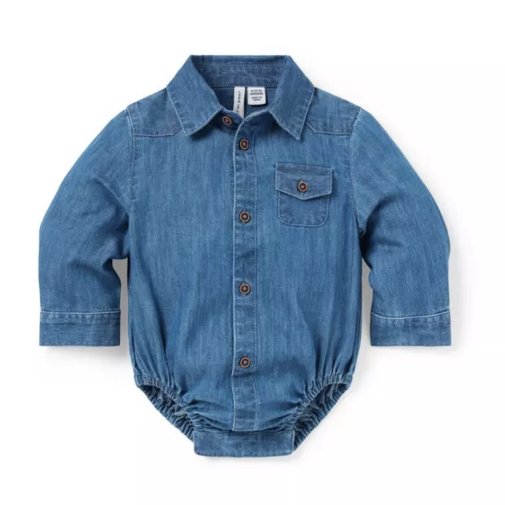Janie & Jack Blue Chambray Western Button Down Onesie