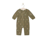 City Mouse Long Frill collar romper- cotton jersey- Lichen Mushrooms