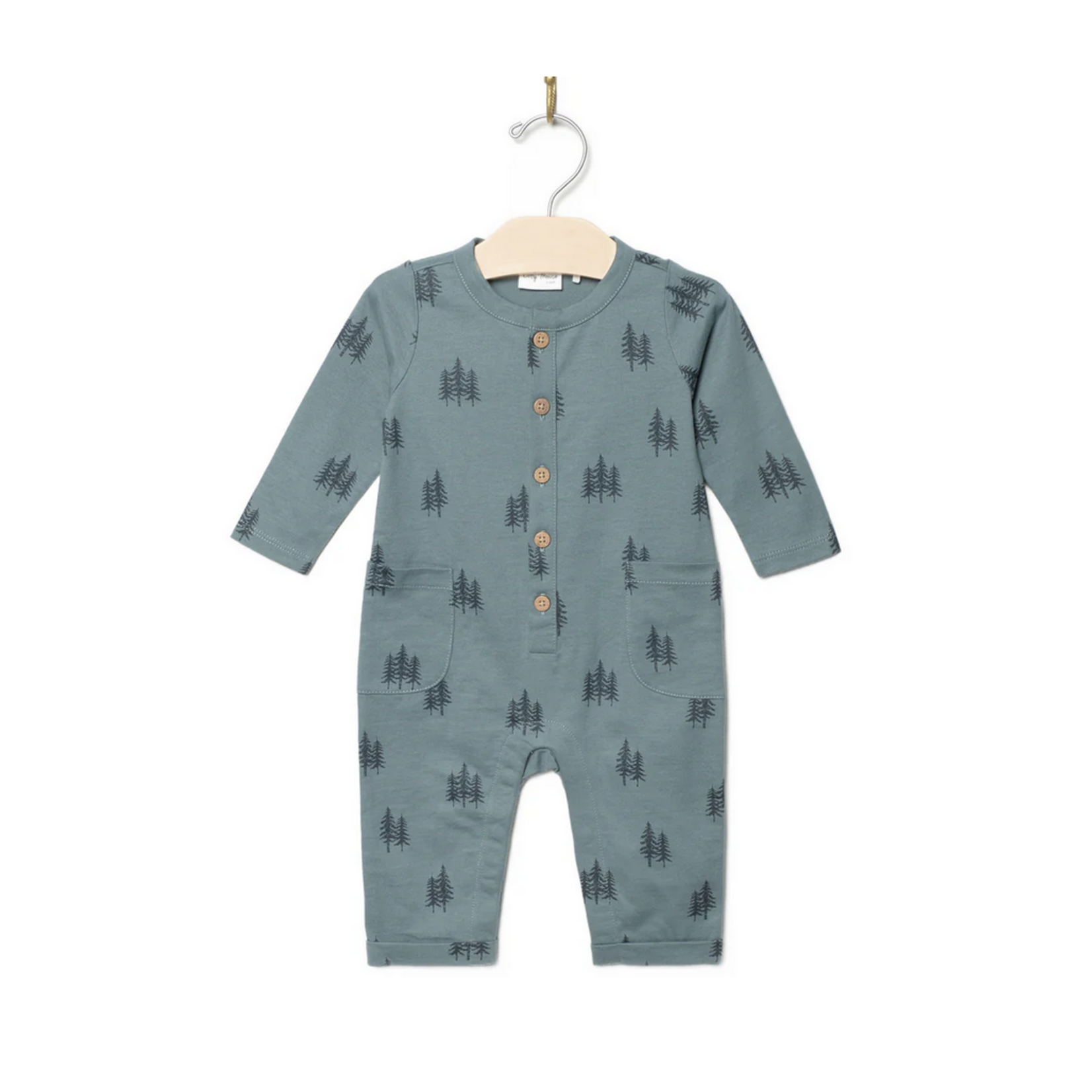 City Mouse Pocket romper- Combed Cotton- Twilight Forest