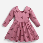Monica + Andy Back To School Long Sleeve Let's Dance Dress_Pink Ribbons