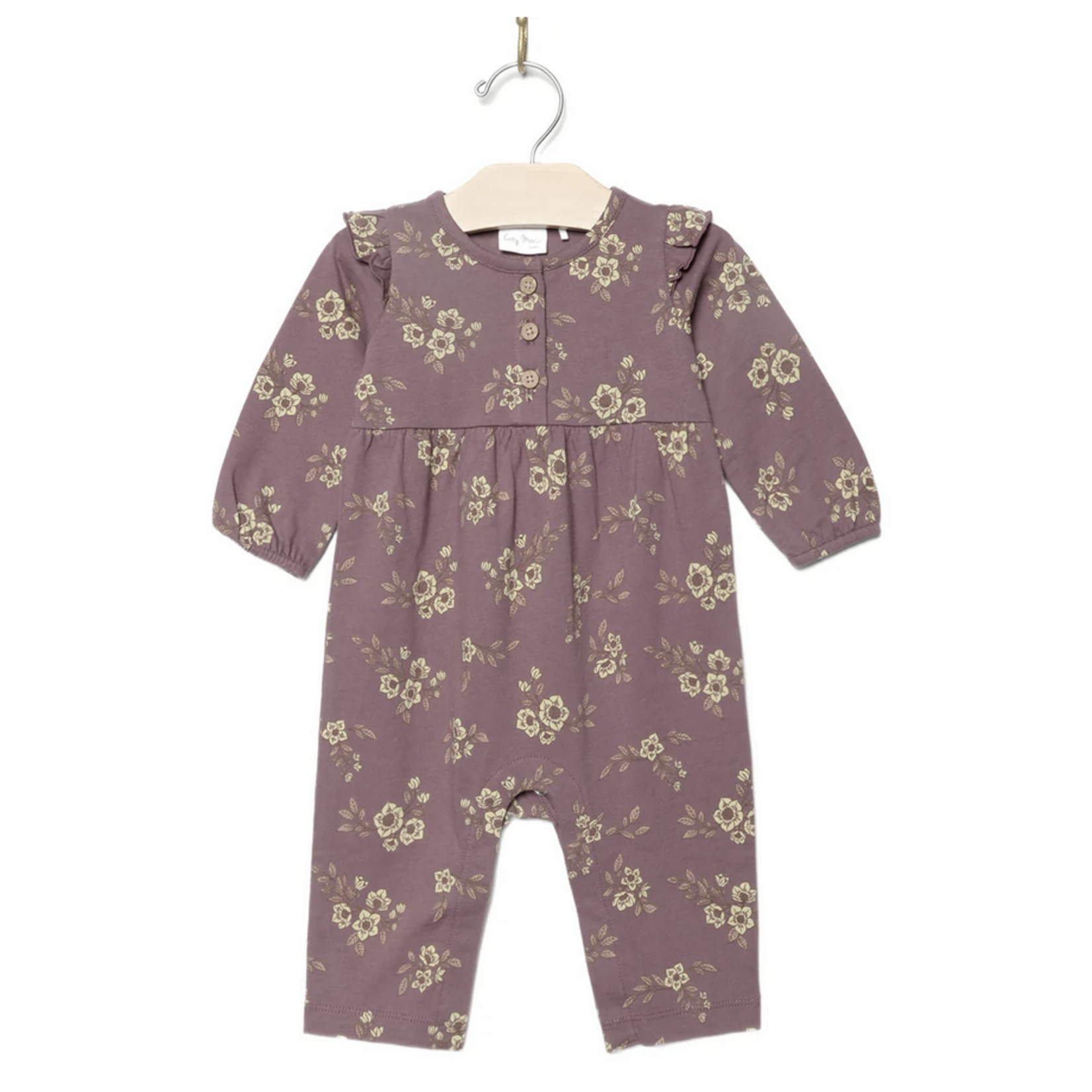 City Mouse Flutter Sleeve Romper- Cotton Jersey- Orchid Blooms