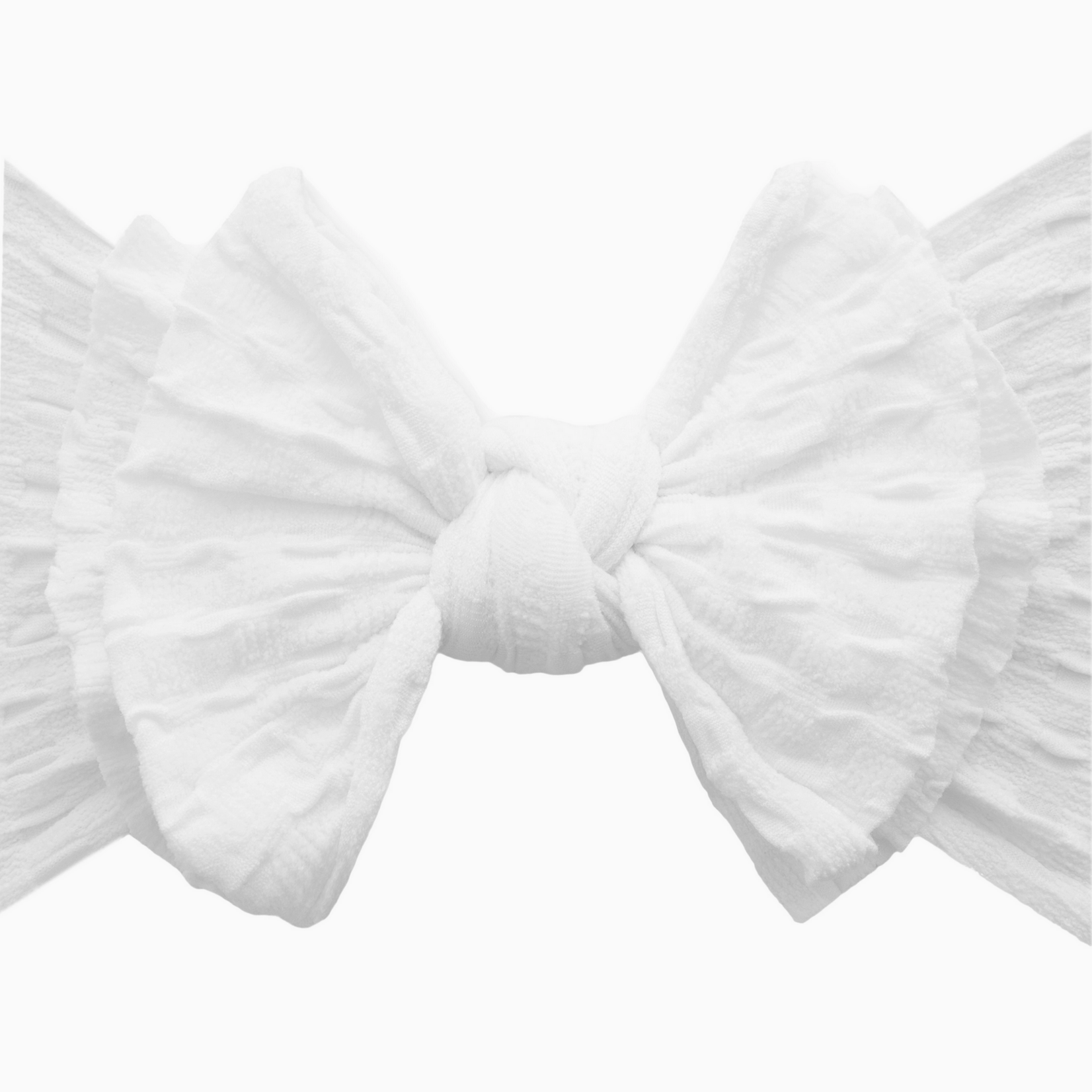 Baby Bling® Waffle Fab® Textured Soft Nylon Bow Headband | White
